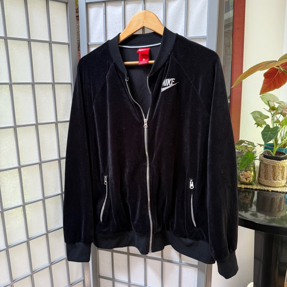 Nike Black Velour Zip-Up Jacket